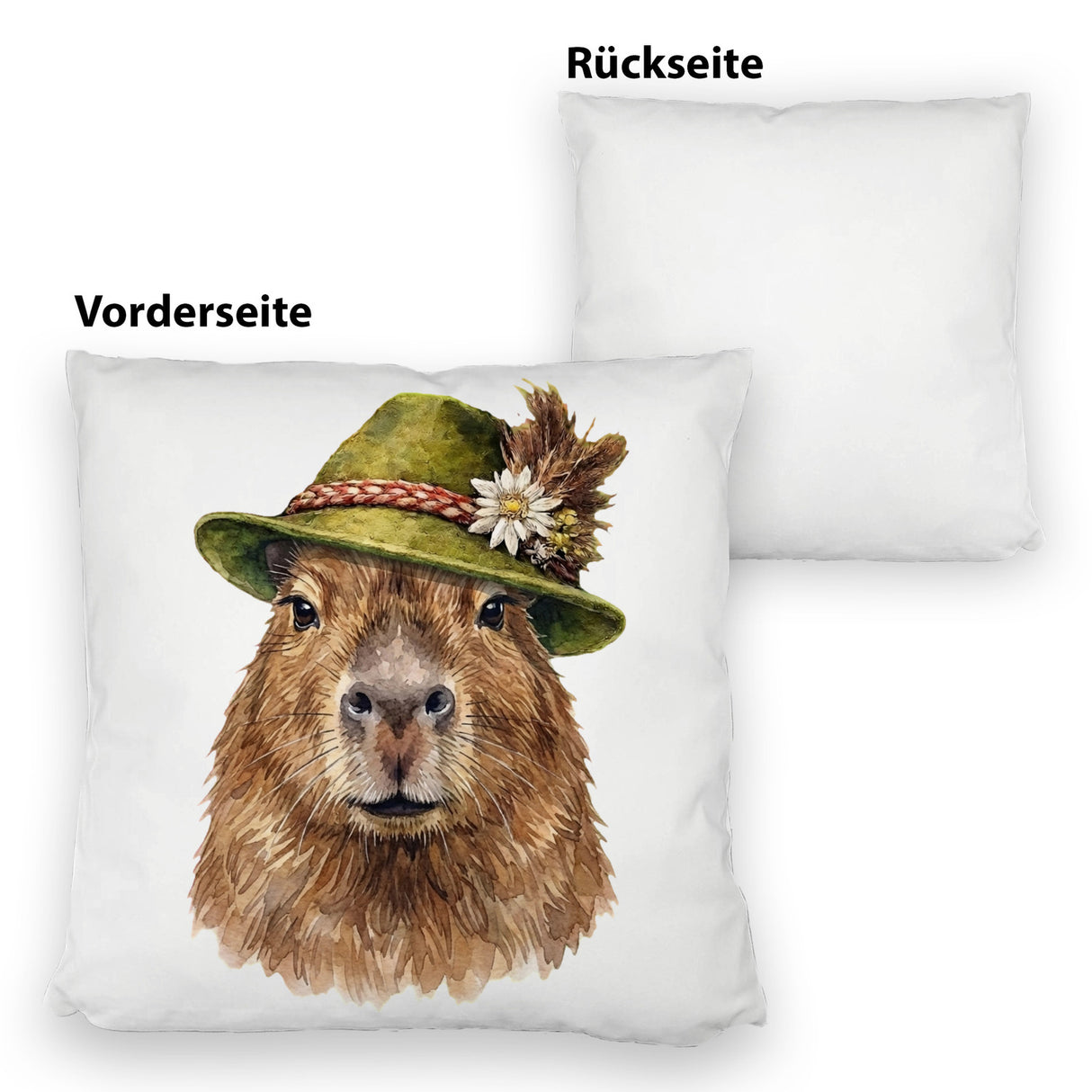Capybara mit alpenländischem Trachtenhut Kissen