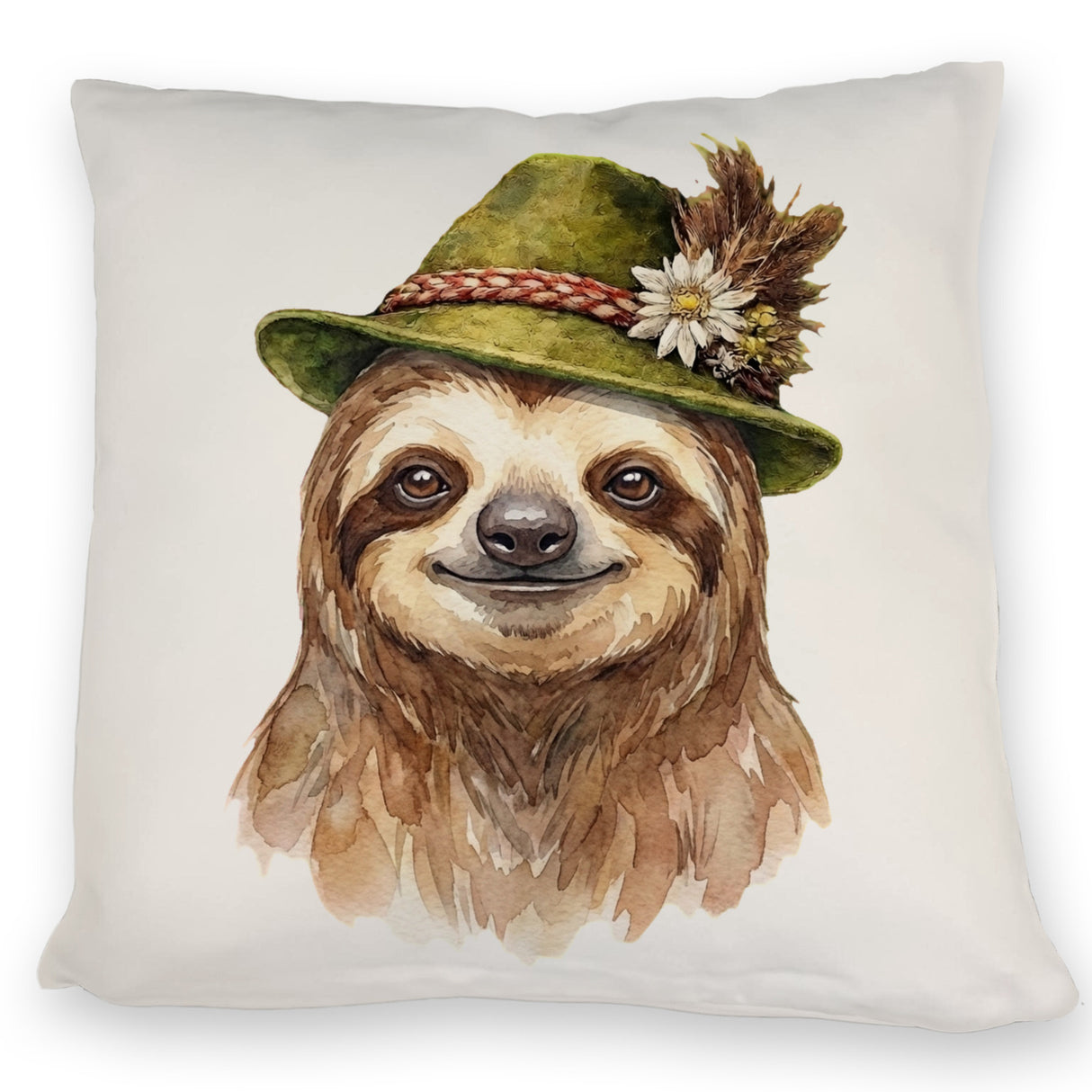 Faultier mit alpenländischem Trachtenhut Kissen