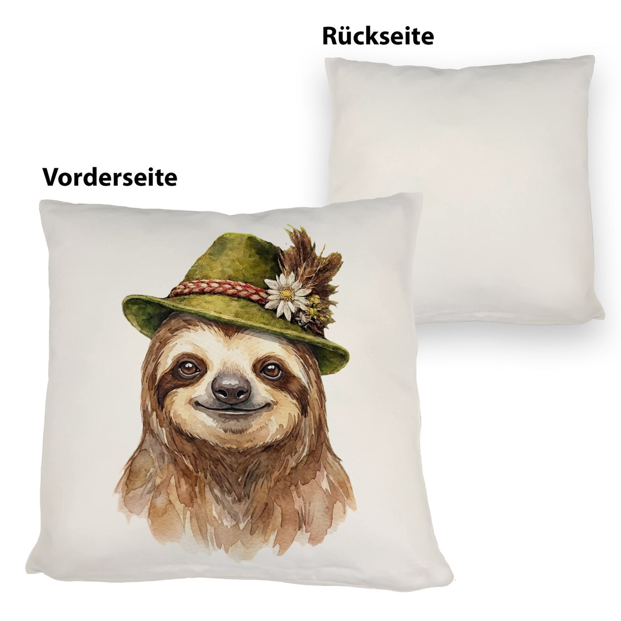Faultier mit alpenländischem Trachtenhut Kissen