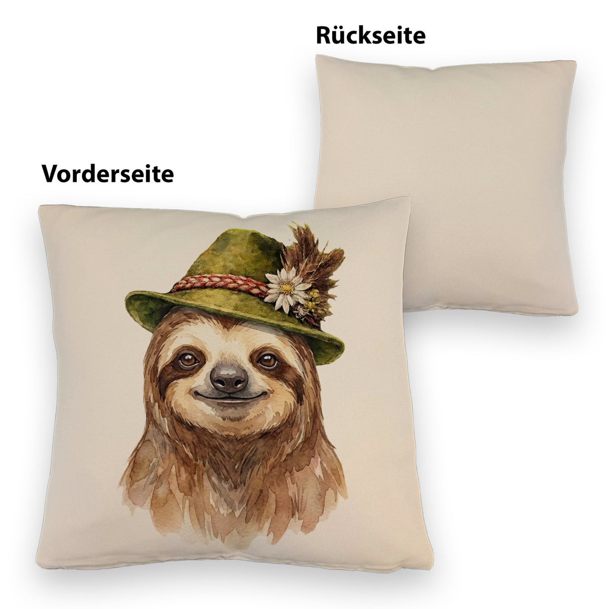 Faultier mit alpenländischem Trachtenhut Kissen