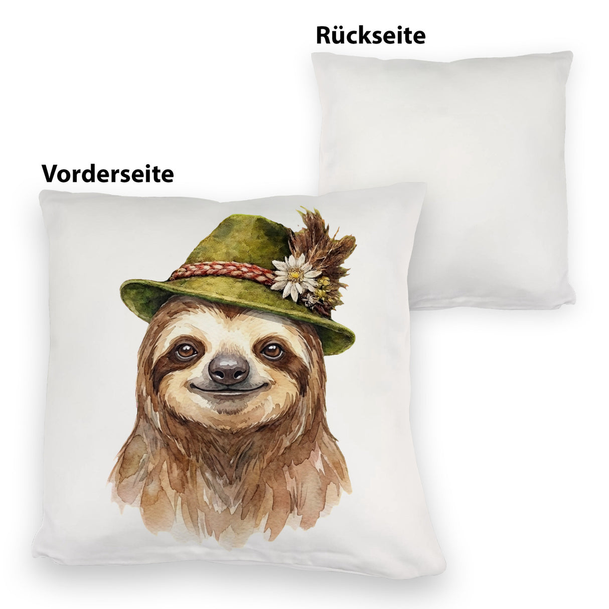 Faultier mit alpenländischem Trachtenhut Kissen