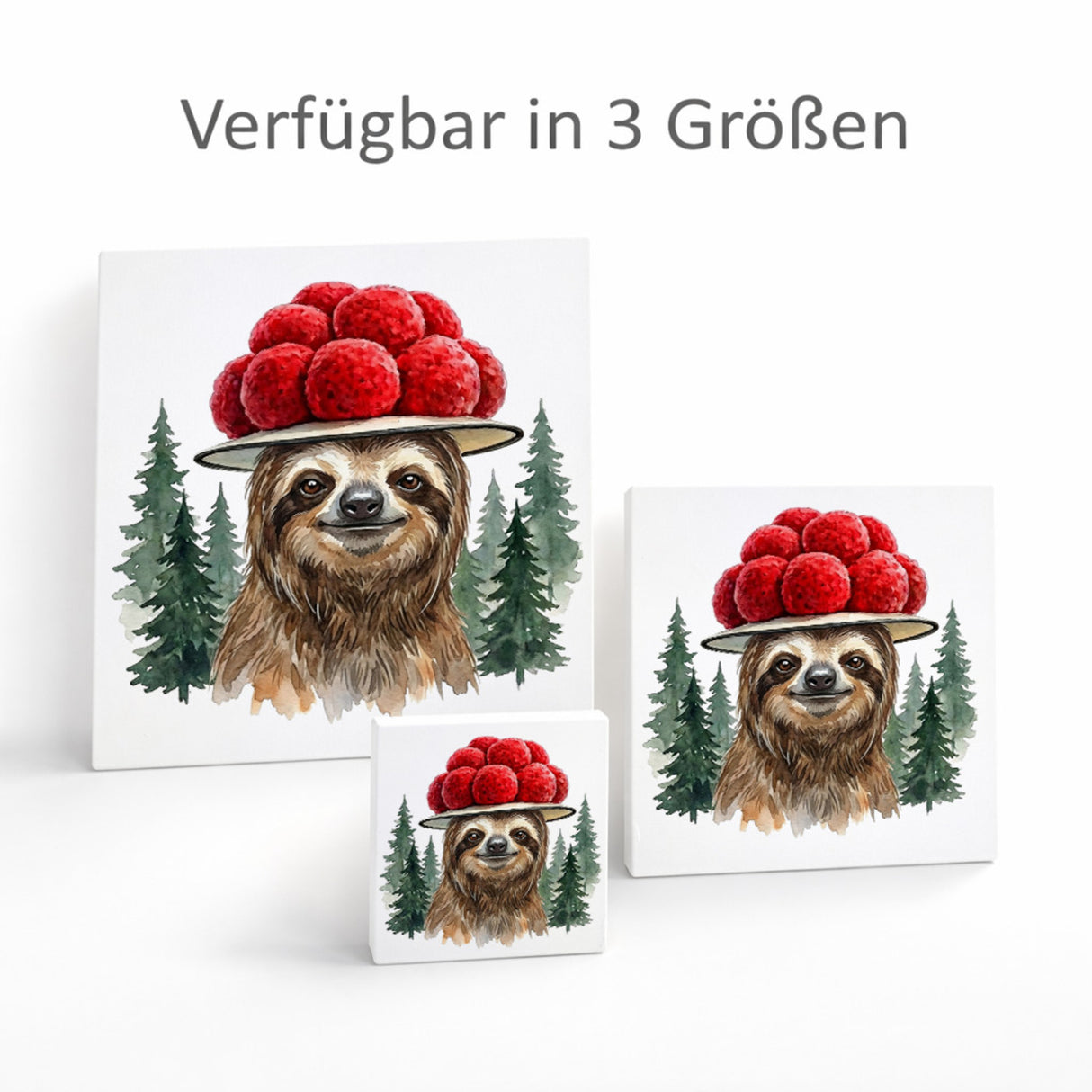 Schwarzwald Bollenhut - Trend Tier Faultier Holzbild in 10x10 cm zum Stellen oder Aufhängen