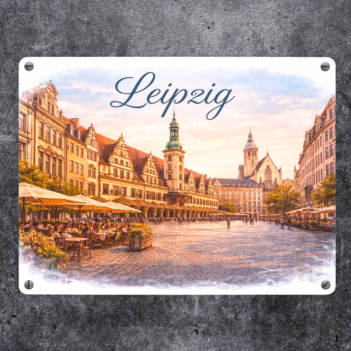 Leipzig Skyline Altes Rathaus Metallschild in 15x20 cm