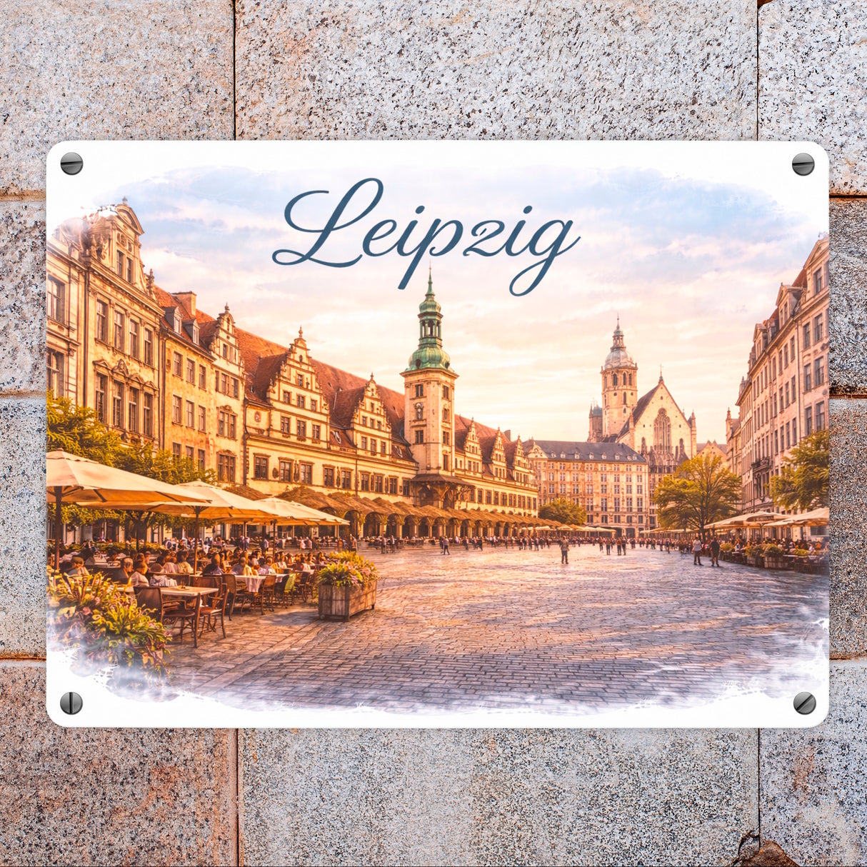 Leipzig Skyline Altes Rathaus Metallschild in 15x20 cm