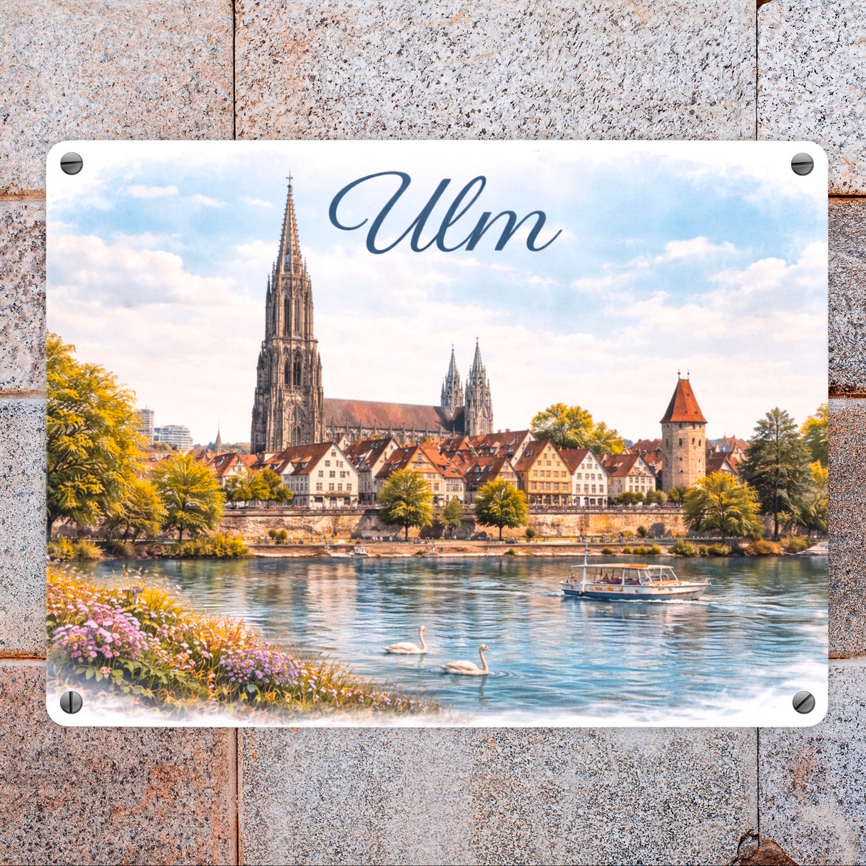 Ulm Souvenir Magnet Ulmer Münster Altstadt Donau Metallschild