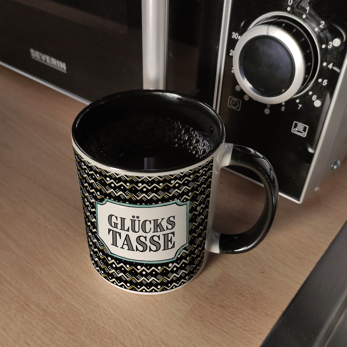 Kaffeebecher mit Glückstasse Motiv