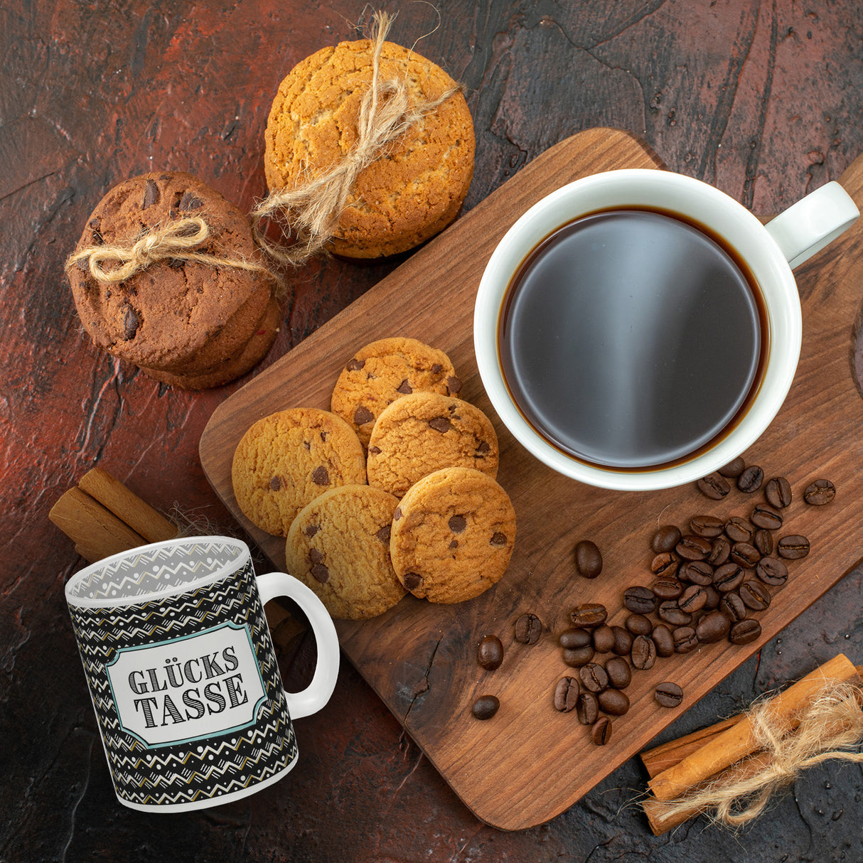 Kaffeebecher mit Glückstasse Motiv
