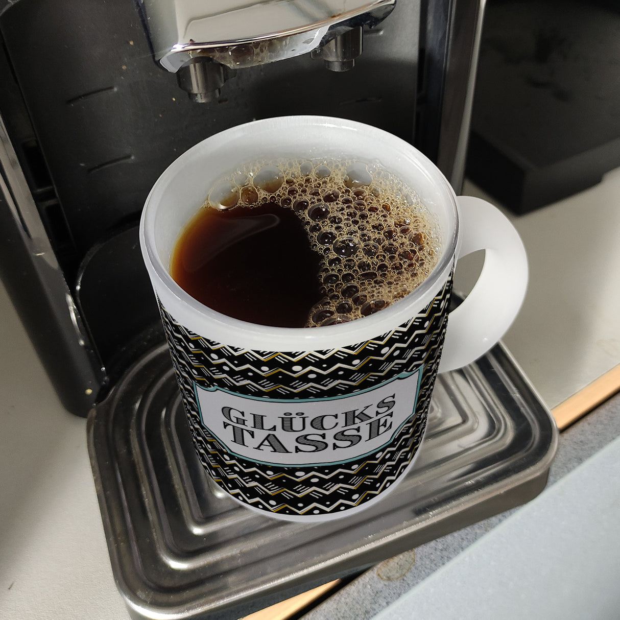 Kaffeebecher mit Glückstasse Motiv