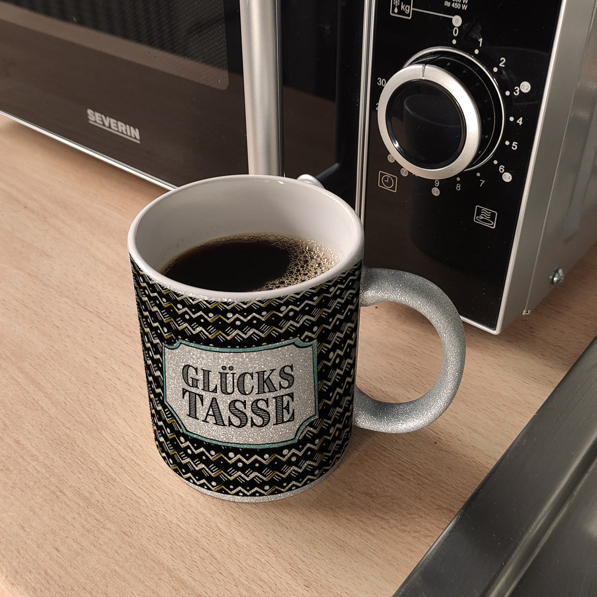 Kaffeebecher mit Glückstasse Motiv