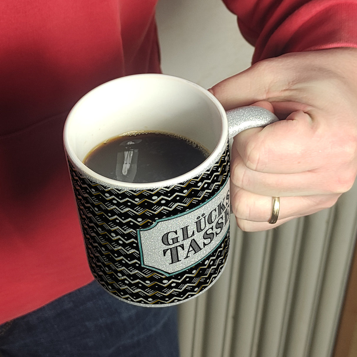 Kaffeebecher mit Glückstasse Motiv