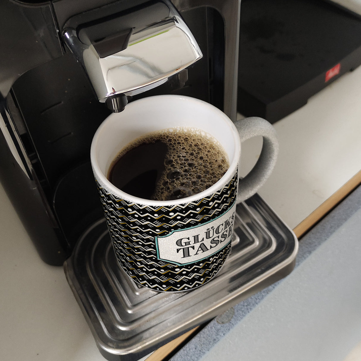 Kaffeebecher mit Glückstasse Motiv