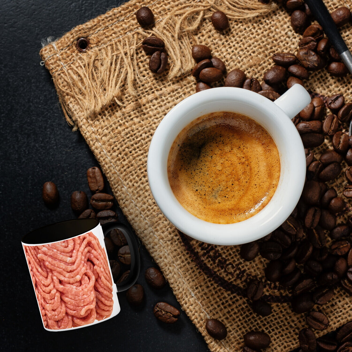 Hackfleisch Kaffeebecher