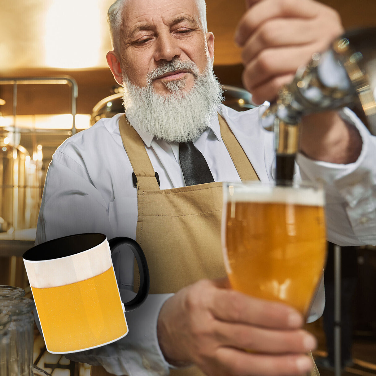 Kaffeebecher mit Bier Motiv