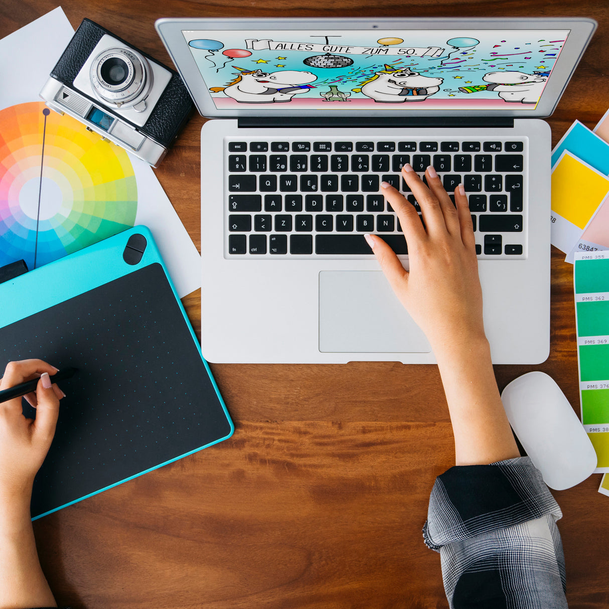 Honeycorns Tasse zum 50. Geburtstag mit Muffin und Einhorn Party