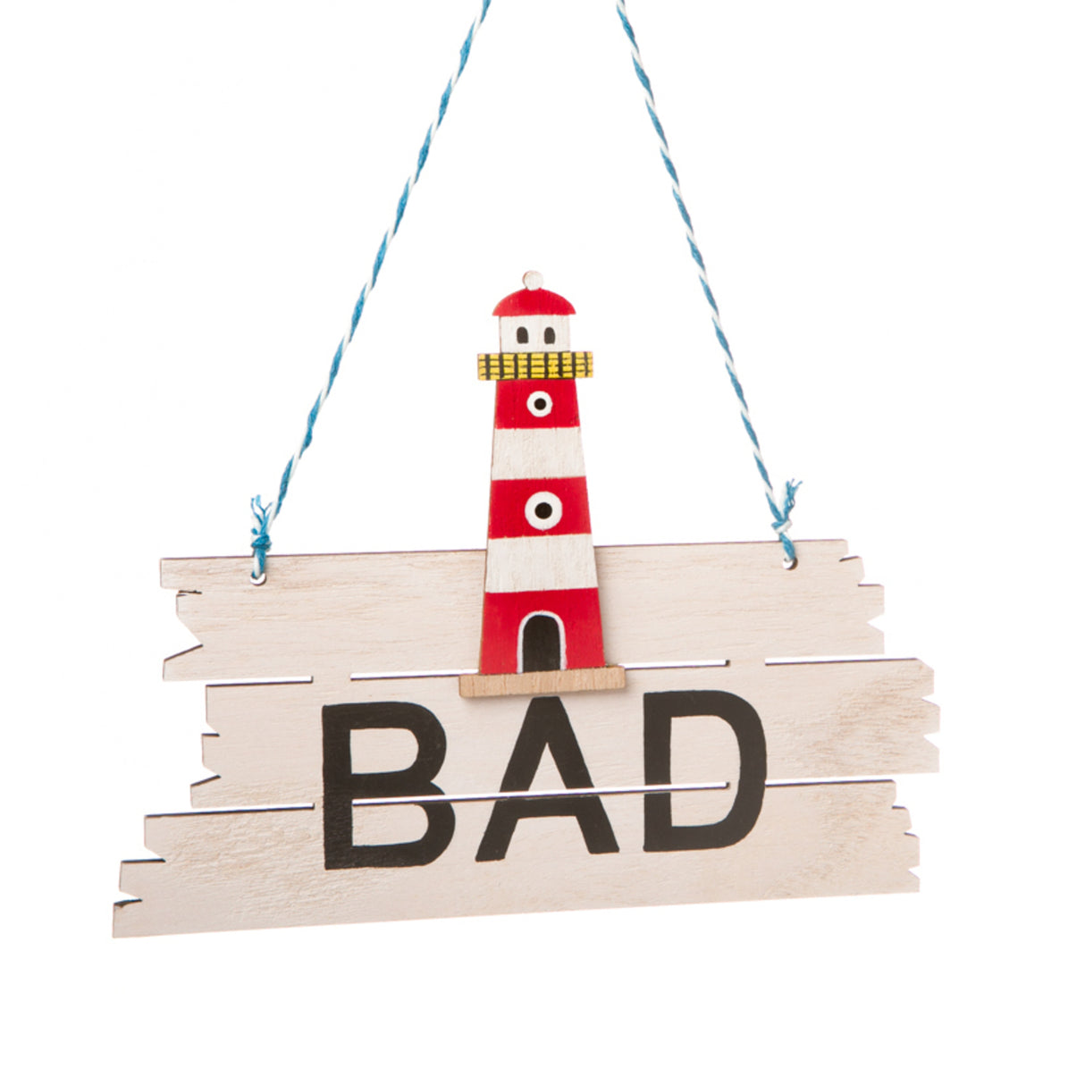 Bad Holzschild mit Leuchtturm