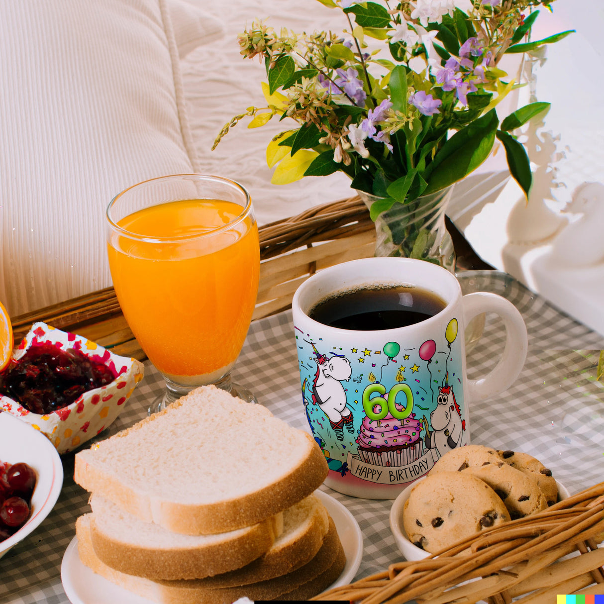 Honeycorns Tasse zum 60. Geburtstag mit Muffin und Einhorn Party