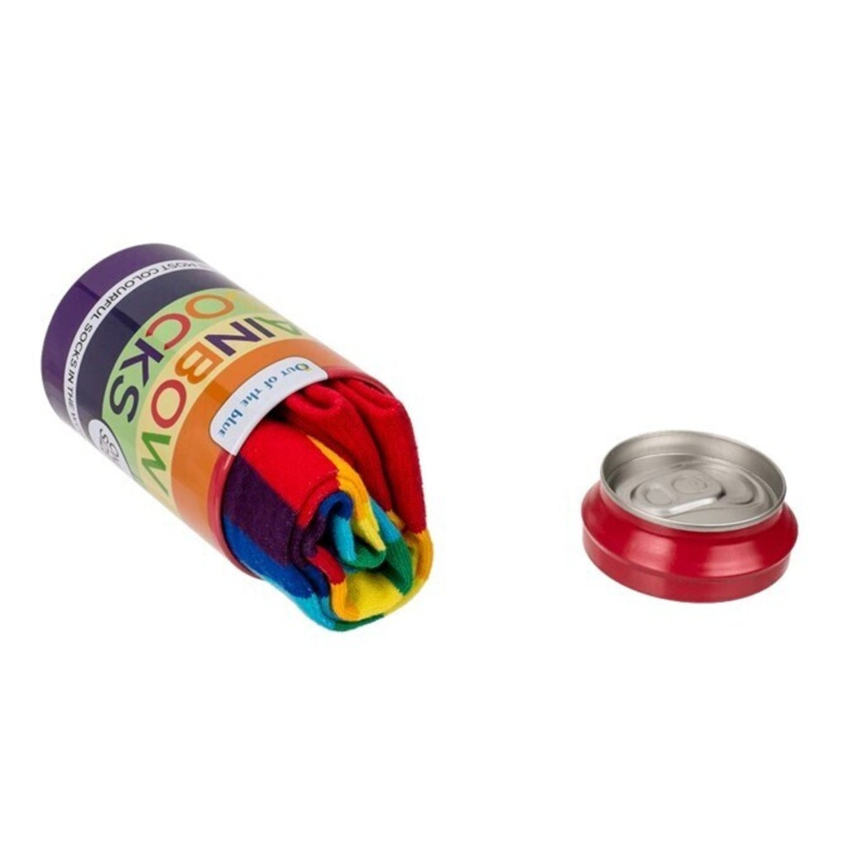 Regenbogen Socken im Paar in schöner Metalldose
