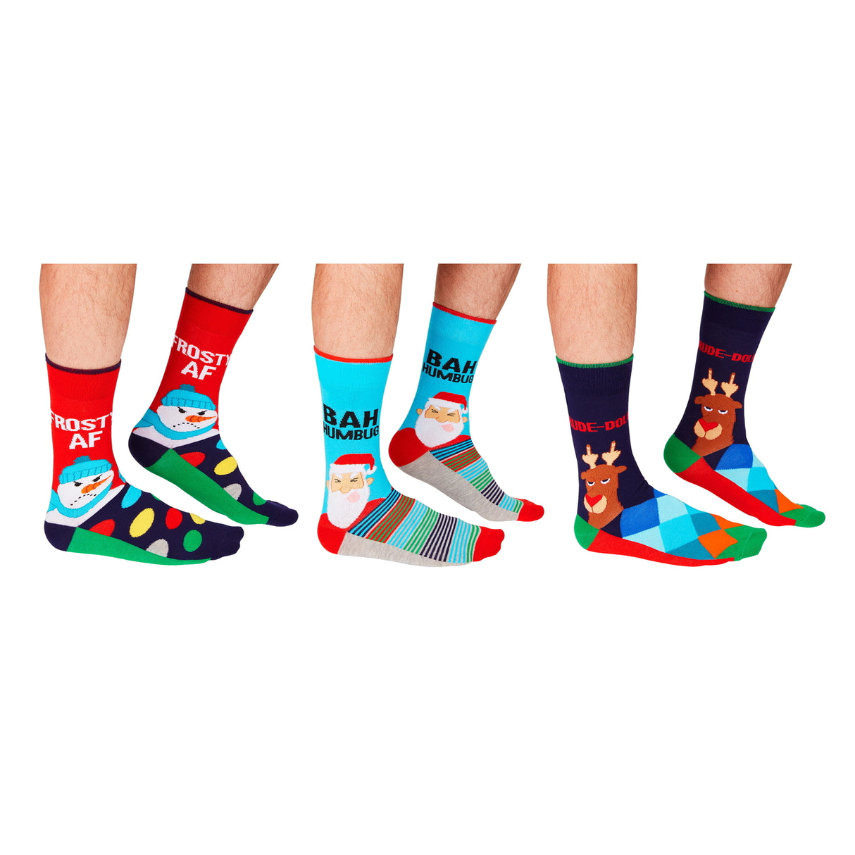 Bah Humbug! Weihnachtsmuffel Socken mit Geschenkverpackung in 39-46 (3 Paar)