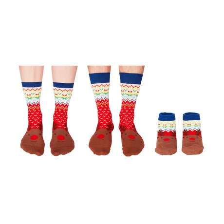 Unser 1. Weihnachten Rentier Cucamelon Socken für Vater, Mutter & Baby (3 Paar)