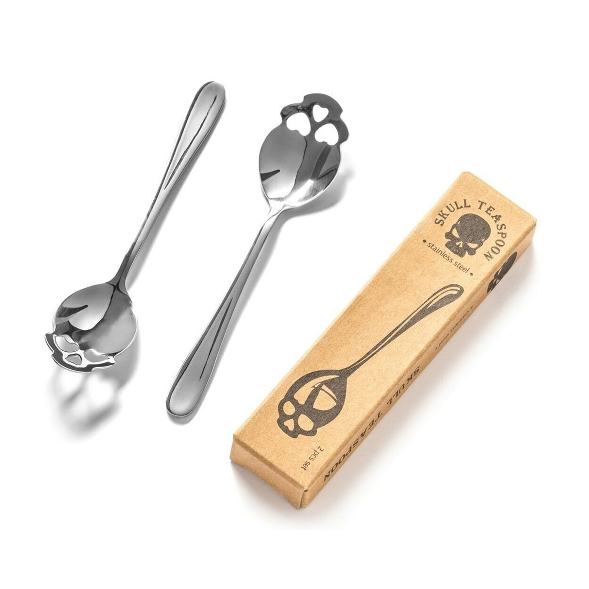 Totenkopf Kaffeelöffel in silber im 2er Set