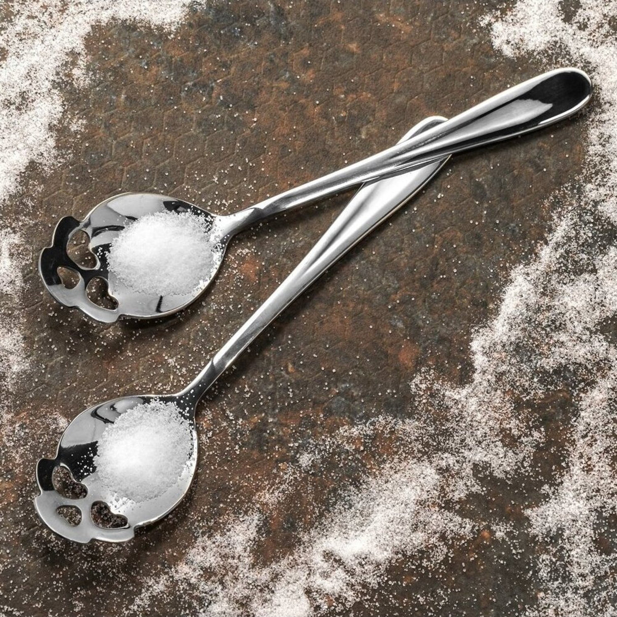 Totenkopf Kaffeelöffel in silber im 2er Set