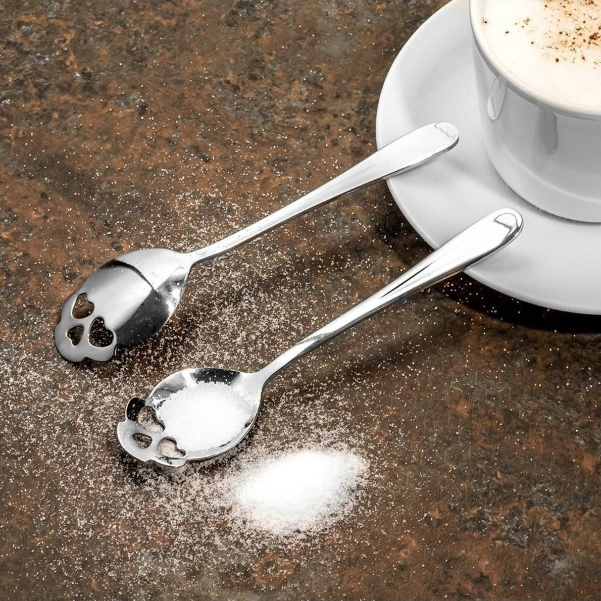 Totenkopf Kaffeelöffel in silber im 2er Set