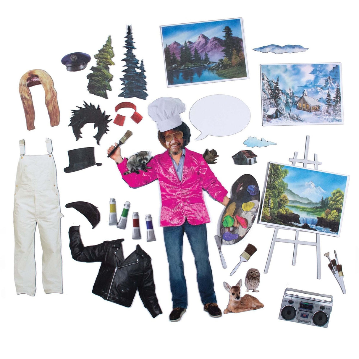 Bob Ross Dress up Kühlschrankmagnete im 44er Set
