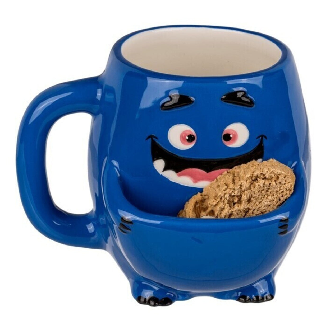 Blaues Monster Kaffeebecher mit Keksfach
