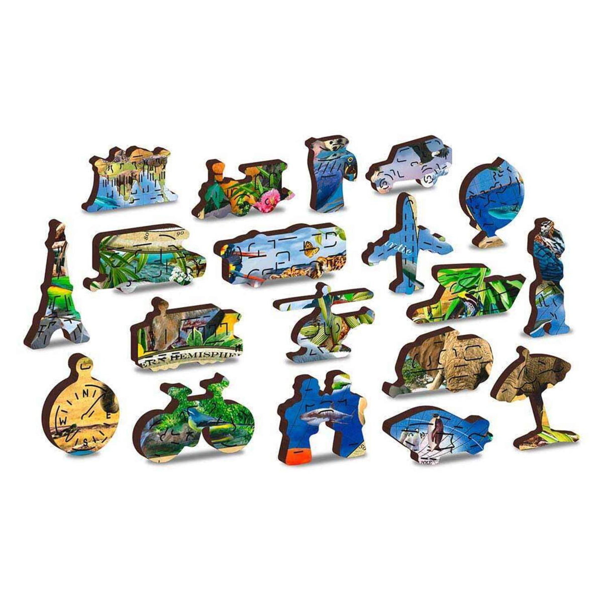 Wildtiere und Weltkarte Puzzle mit 150 Teilen aus Holz