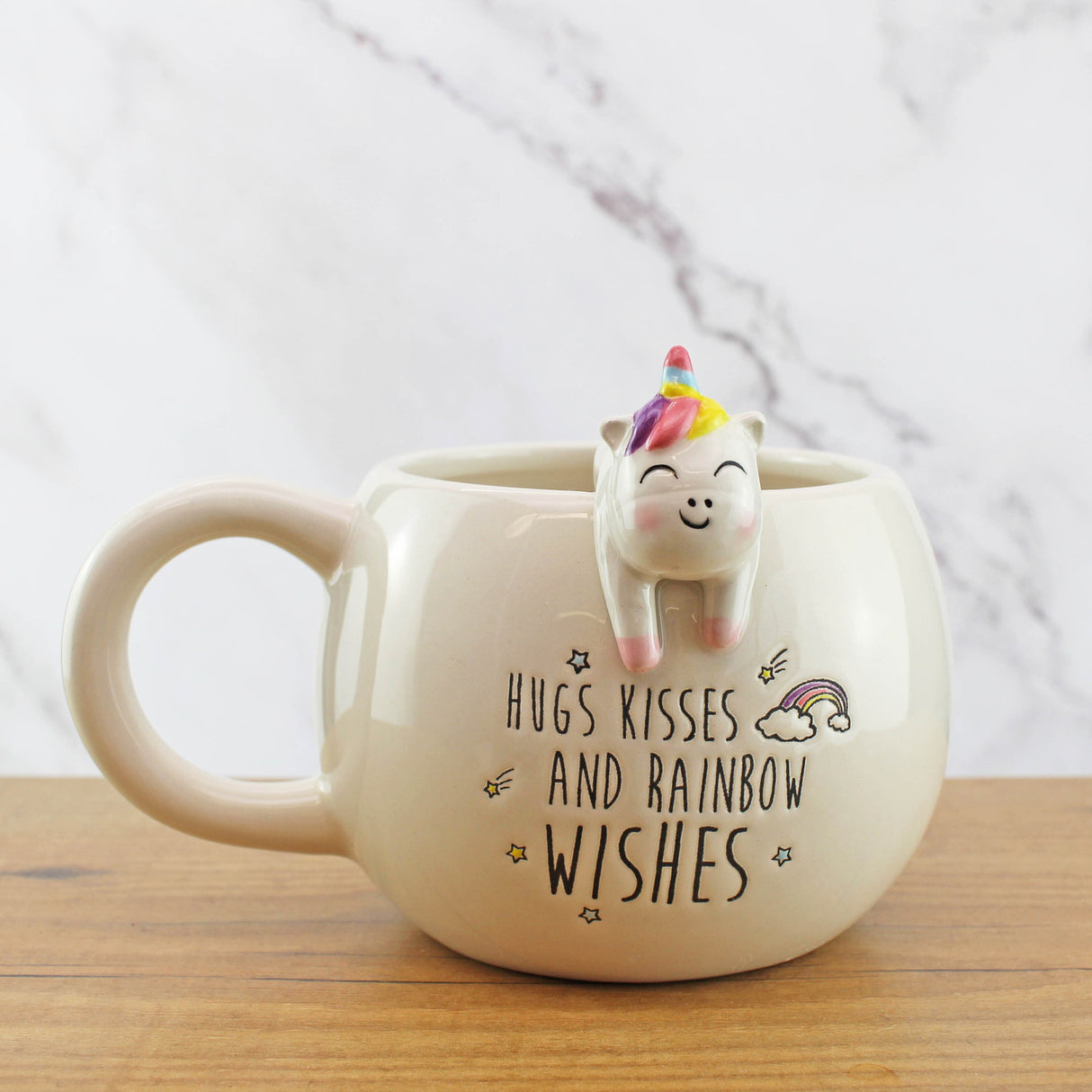 Tier Kaffeebecher mit Einhorn-Figur und Spruch