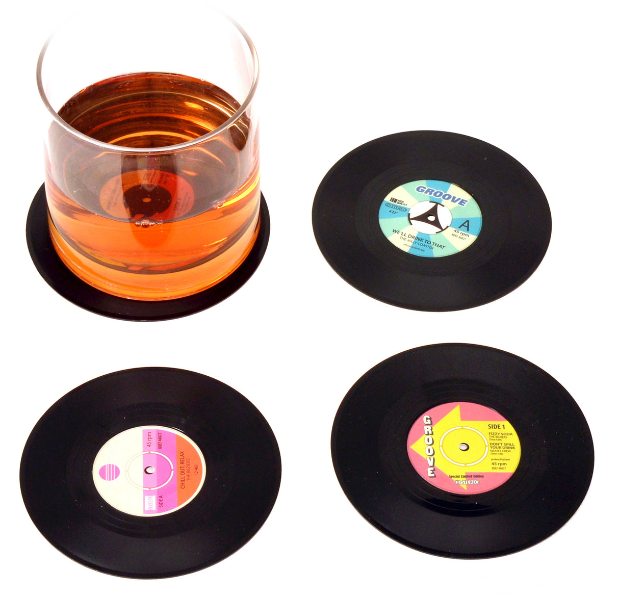 Vinyl Glasuntersetzer im 4er Set