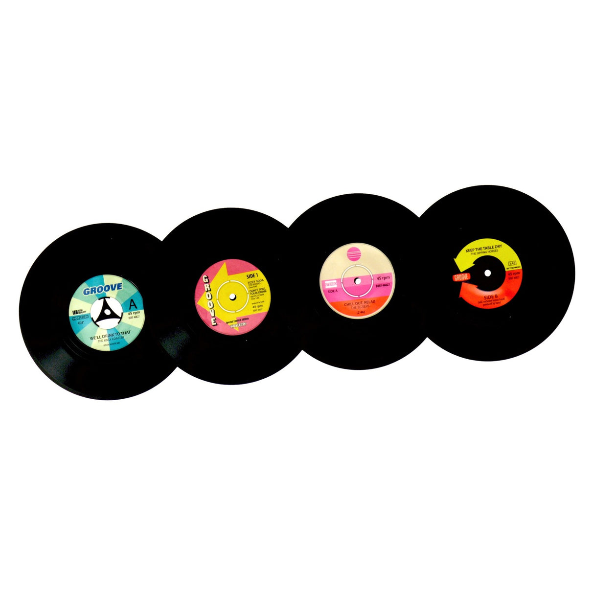 Vinyl Glasuntersetzer im 4er Set