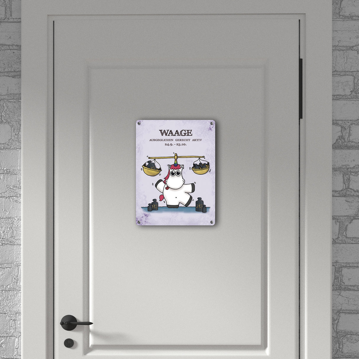 Honeycorns Einhorn Sternzeichen Waage Metallschild
