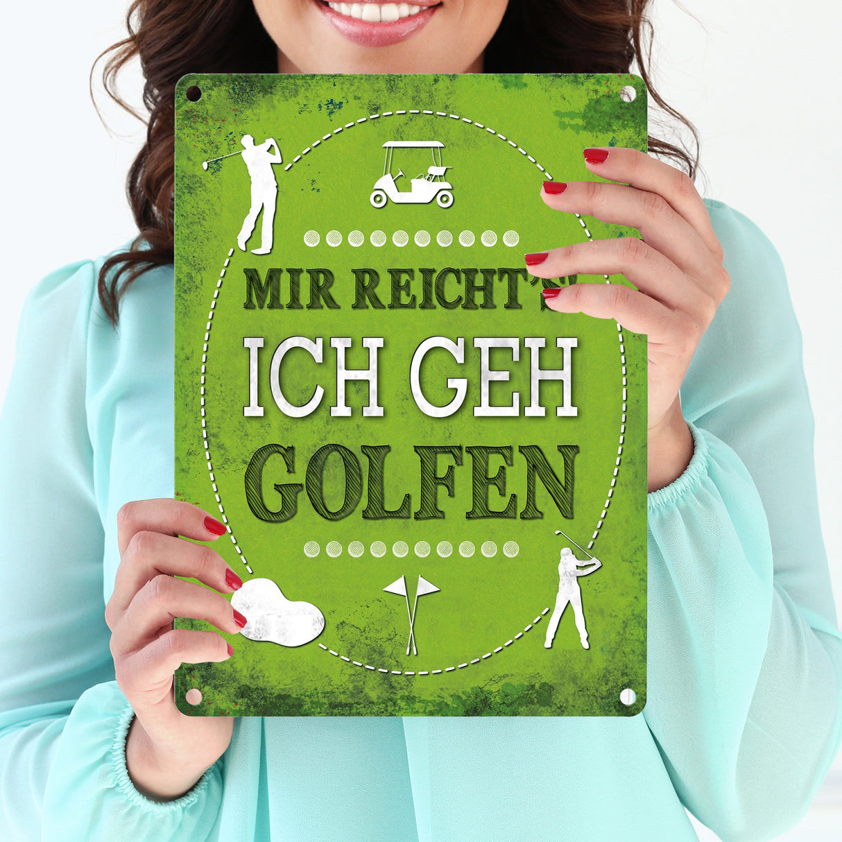 Metallschild mit Spruch: Mir reicht's! Ich geh golfen