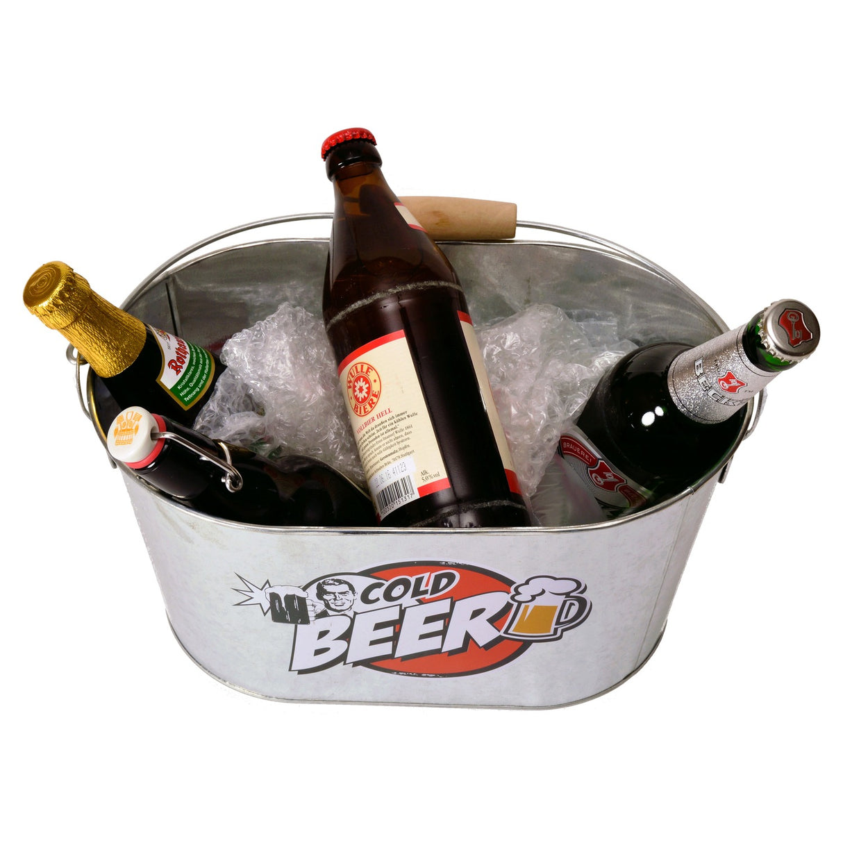Bier Eiseimer mit Flaschenöffner aus Metall