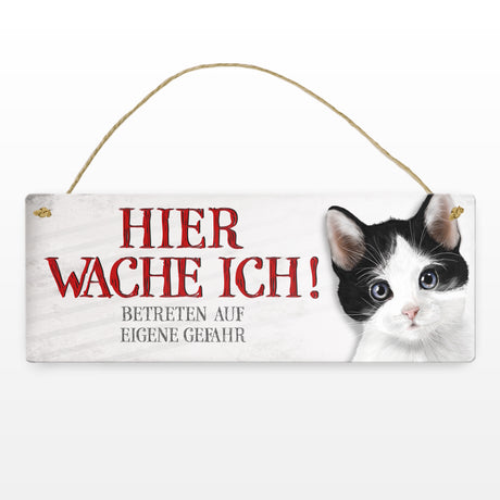 Metallschild mit Katze Motiv und Spruch: Betreten auf eigene Gefahr ...