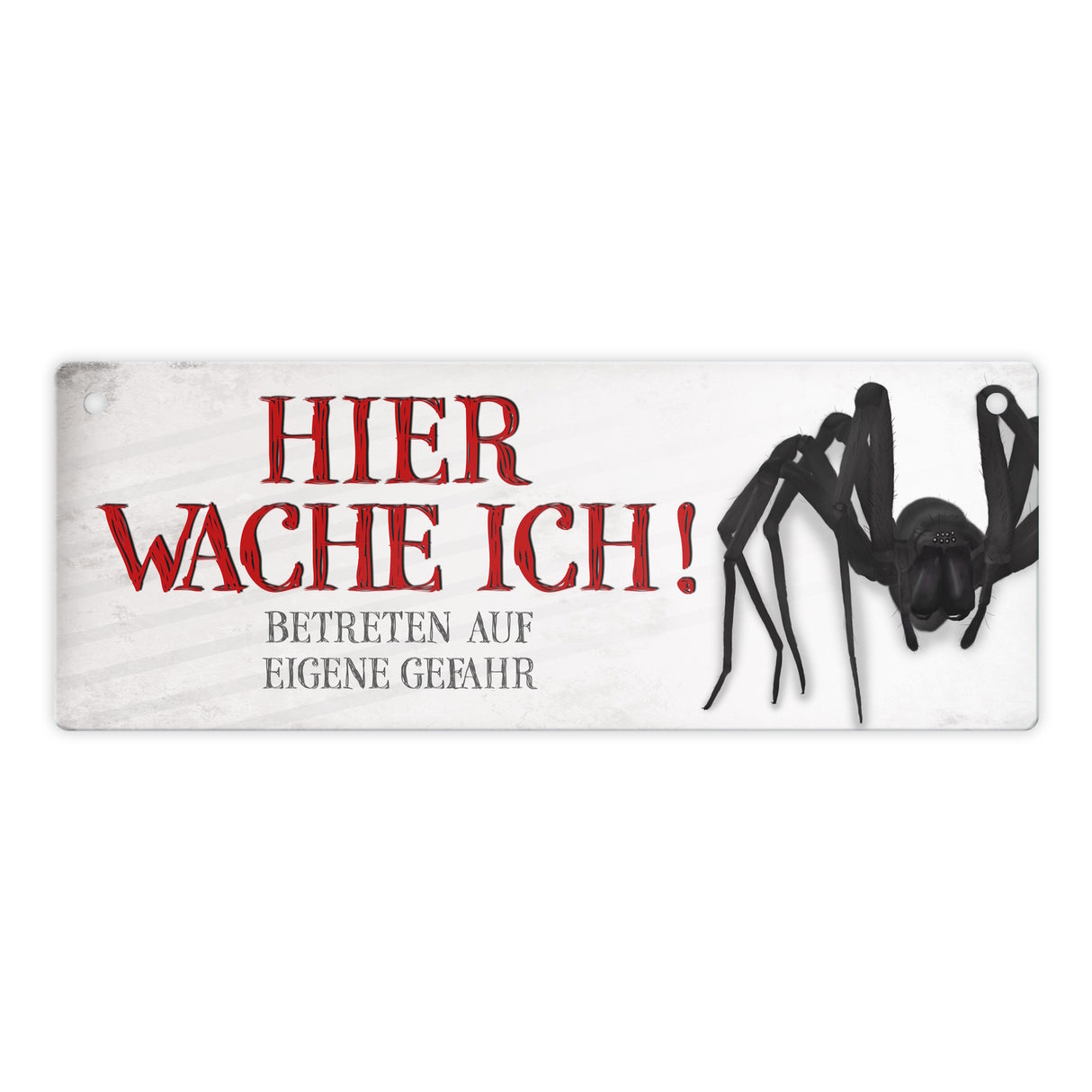 Metallschild mit Spinne Motiv und Spruch: Betreten auf eigene Gefahr ...