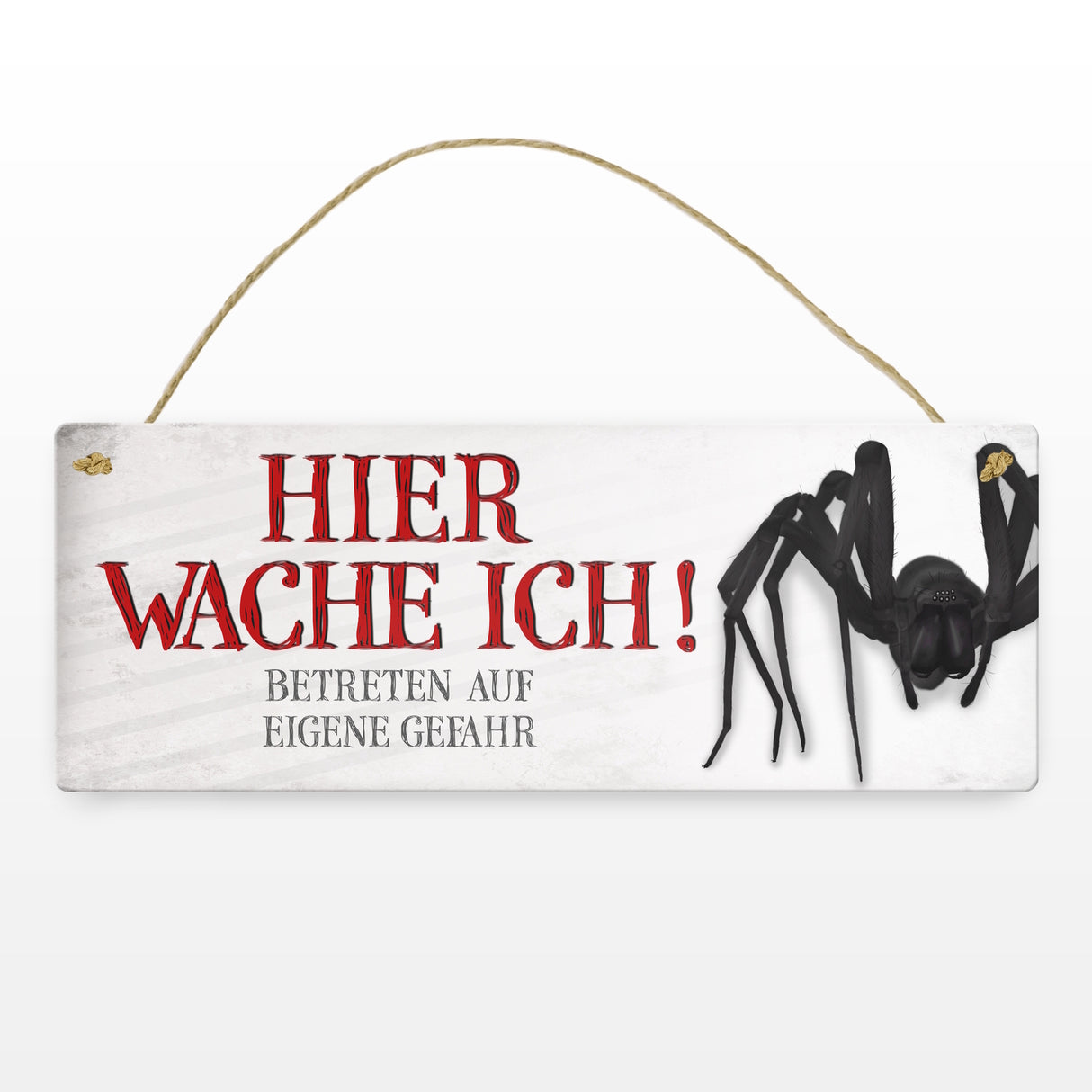 Metallschild mit Spinne Motiv und Spruch: Betreten auf eigene Gefahr ...