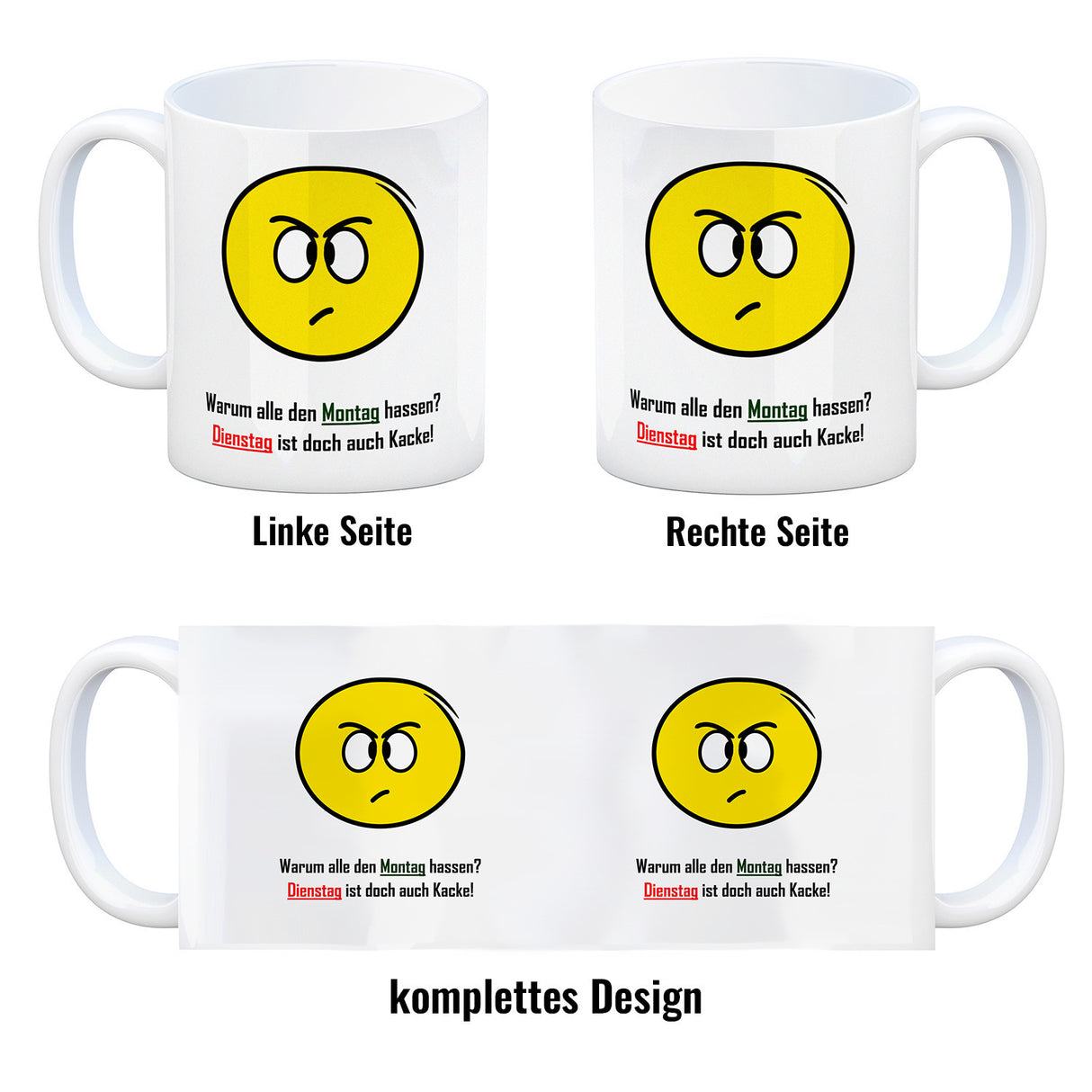 Kaffeebecher mit Spruch: Warum alle den Montag hassen? ...