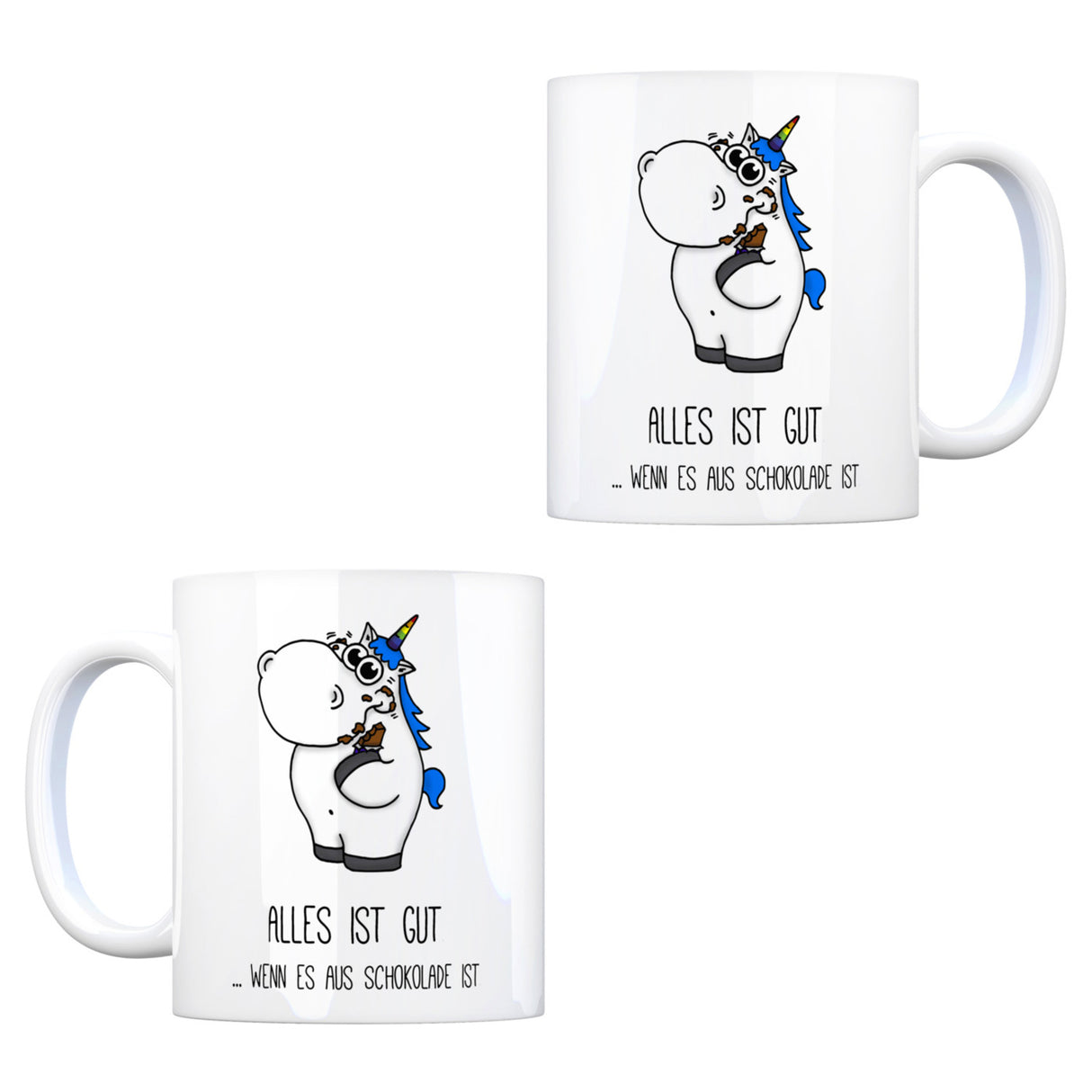 Honeycorns Kaffeebecher mit Einhorn Motiv und Spruch: Alles ist gut ... wenn es aus ...