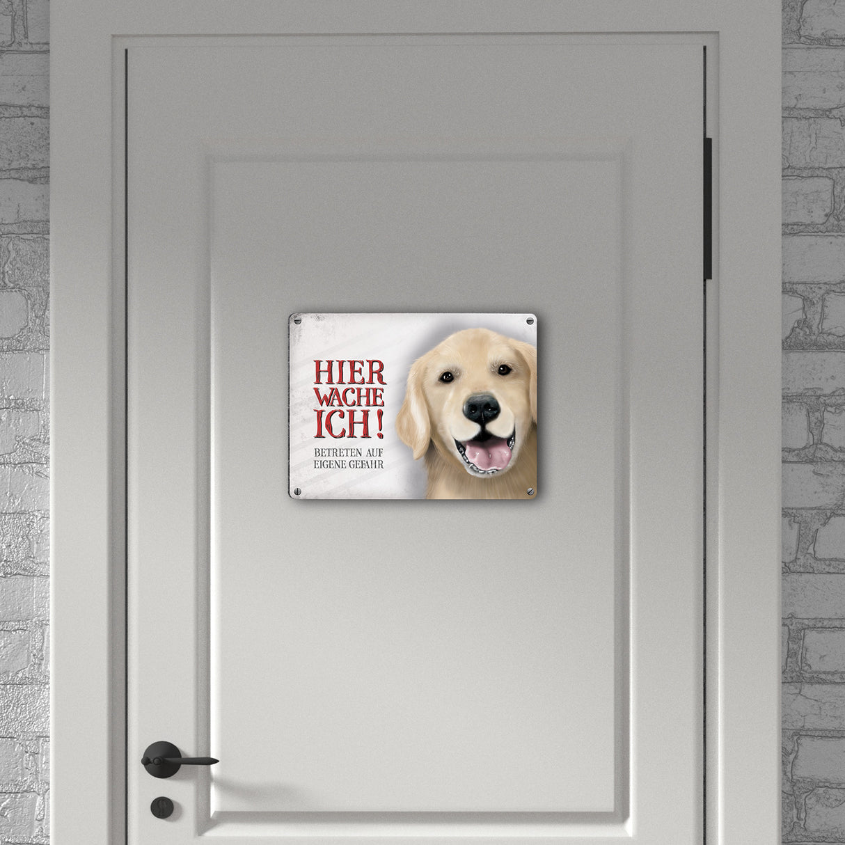 Hier wache ich! Golden Retriever Metallschild