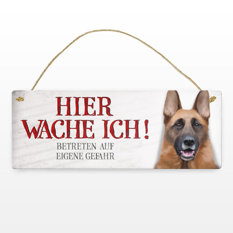 Metallschild mit Schäferhund Motiv und Spruch: Betreten auf eigene Gefahr ...