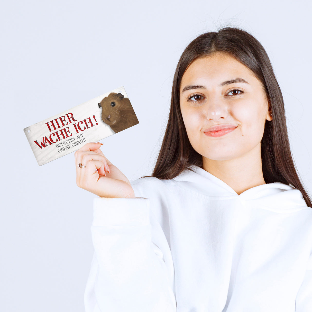 Metallschild mit Meerschweinchen Motiv und Spruch: Betreten auf eigene Gefahr ...