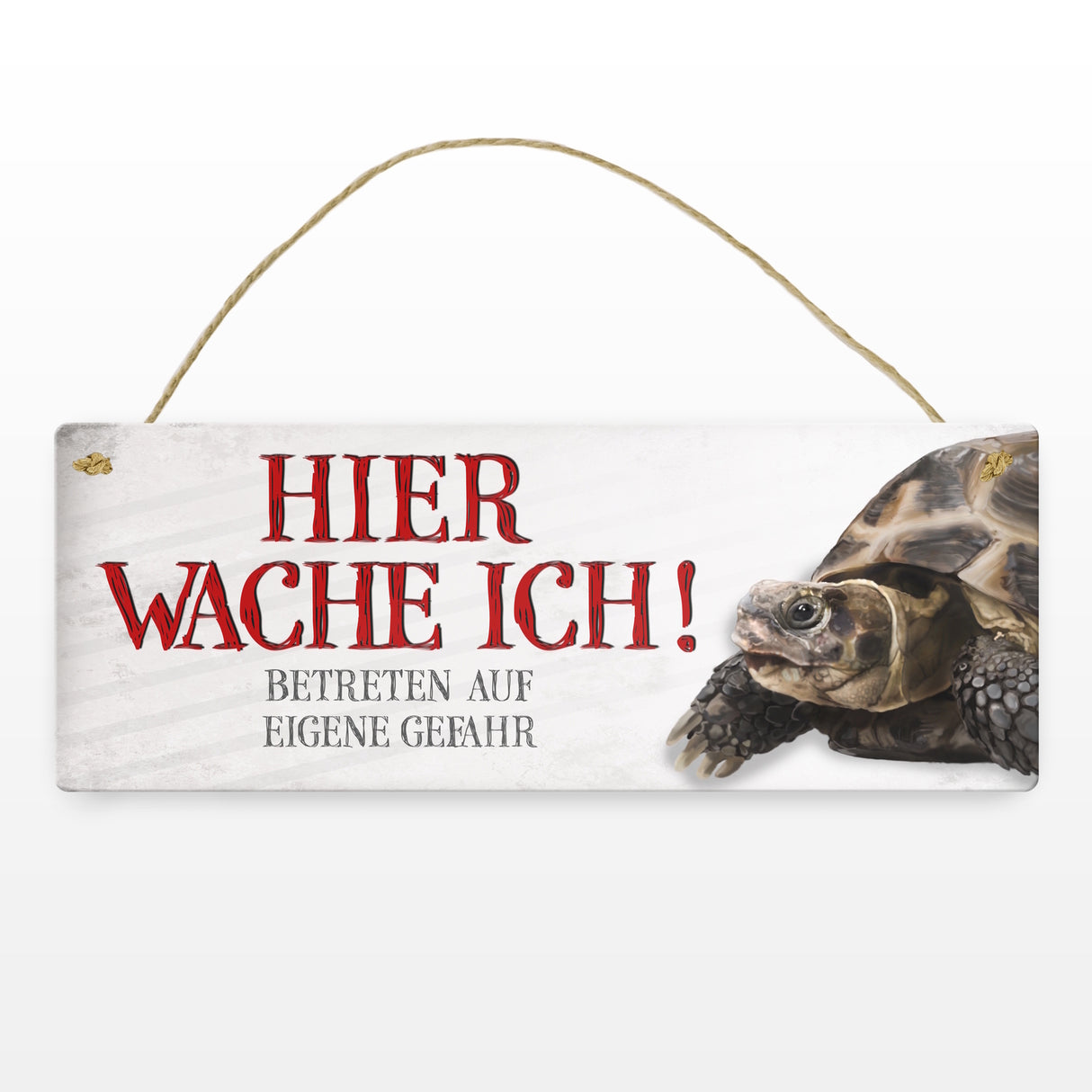 Metallschild mit Schildkröte Motiv und Spruch: Betreten auf eigene Gefahr ...