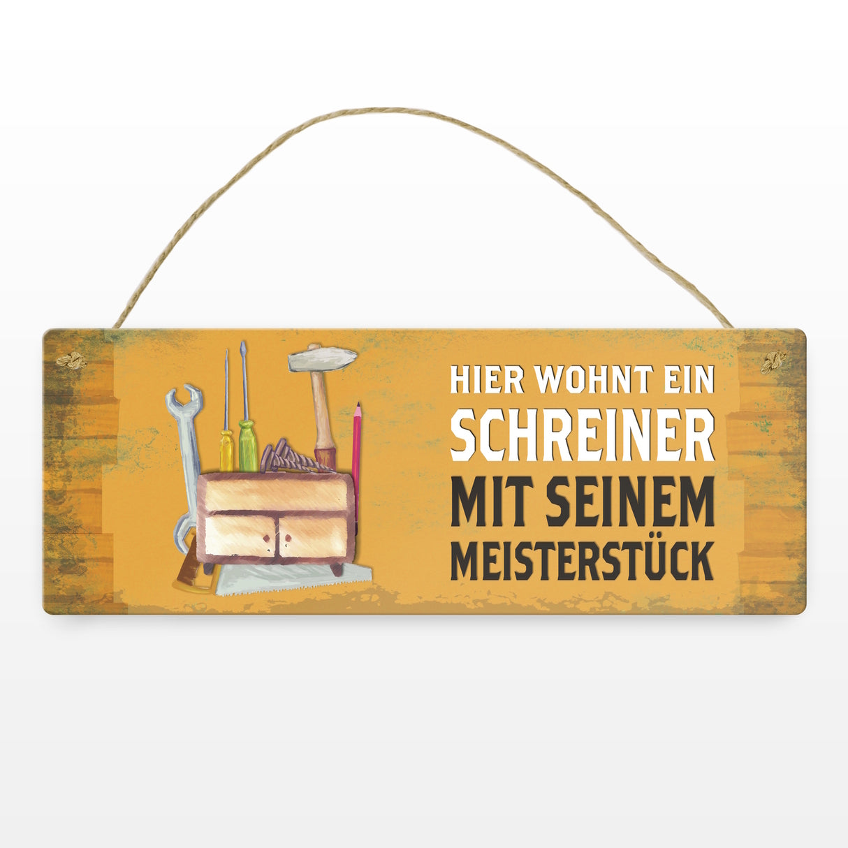 Metallschild mit Spruch: Hier wohnt ein Schreiner - mit ...