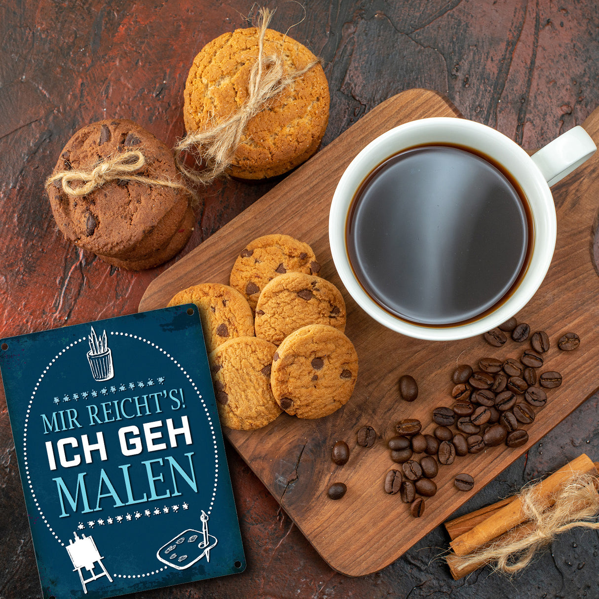Metallschild mit Spruch: Mir reichts! Ich geh malen