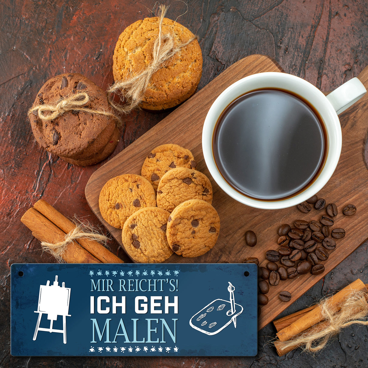 Metallschild mit Spruch: Mir reichts! Ich geh jetzt malen