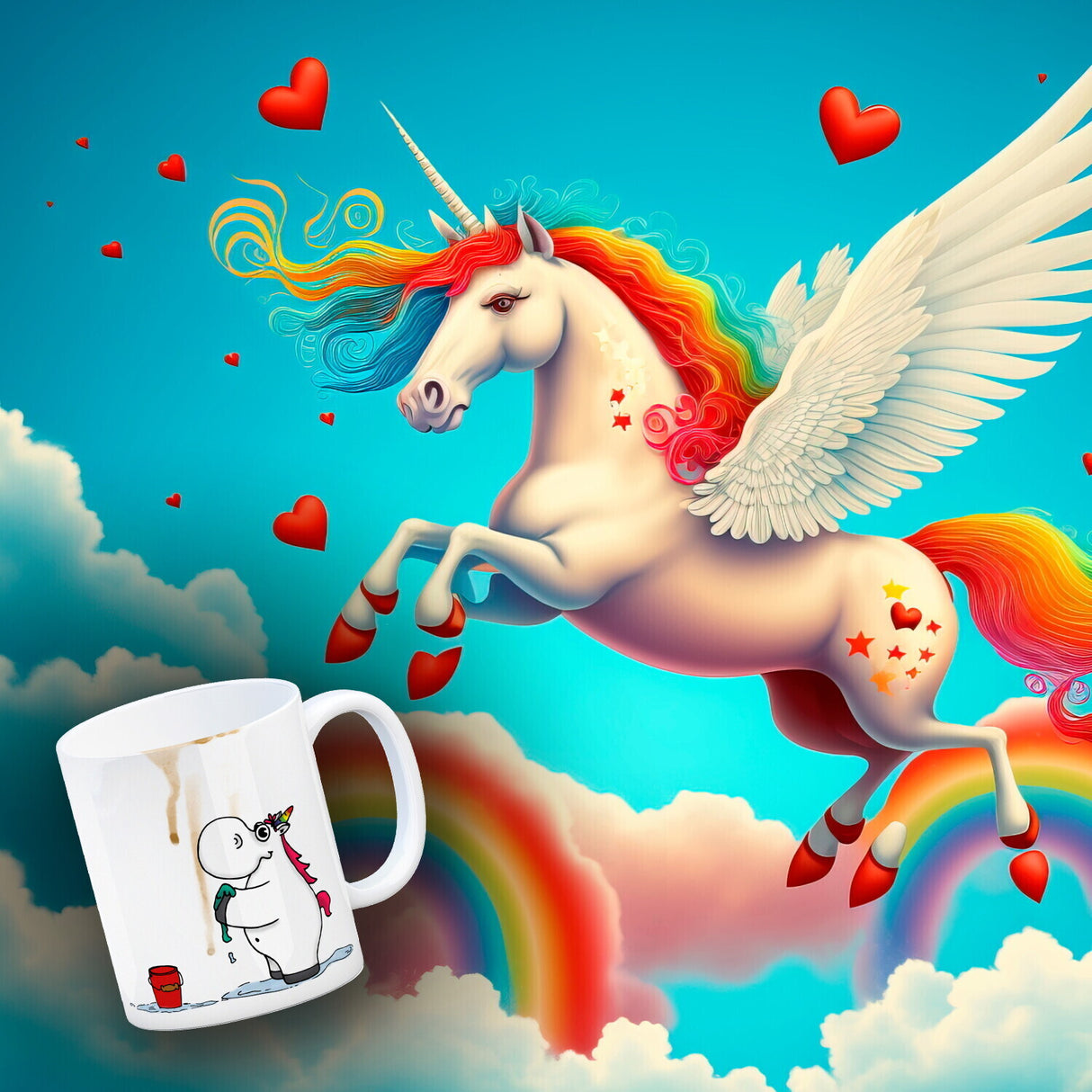 Honeycorns putzendes Einhorn Kaffeebecher