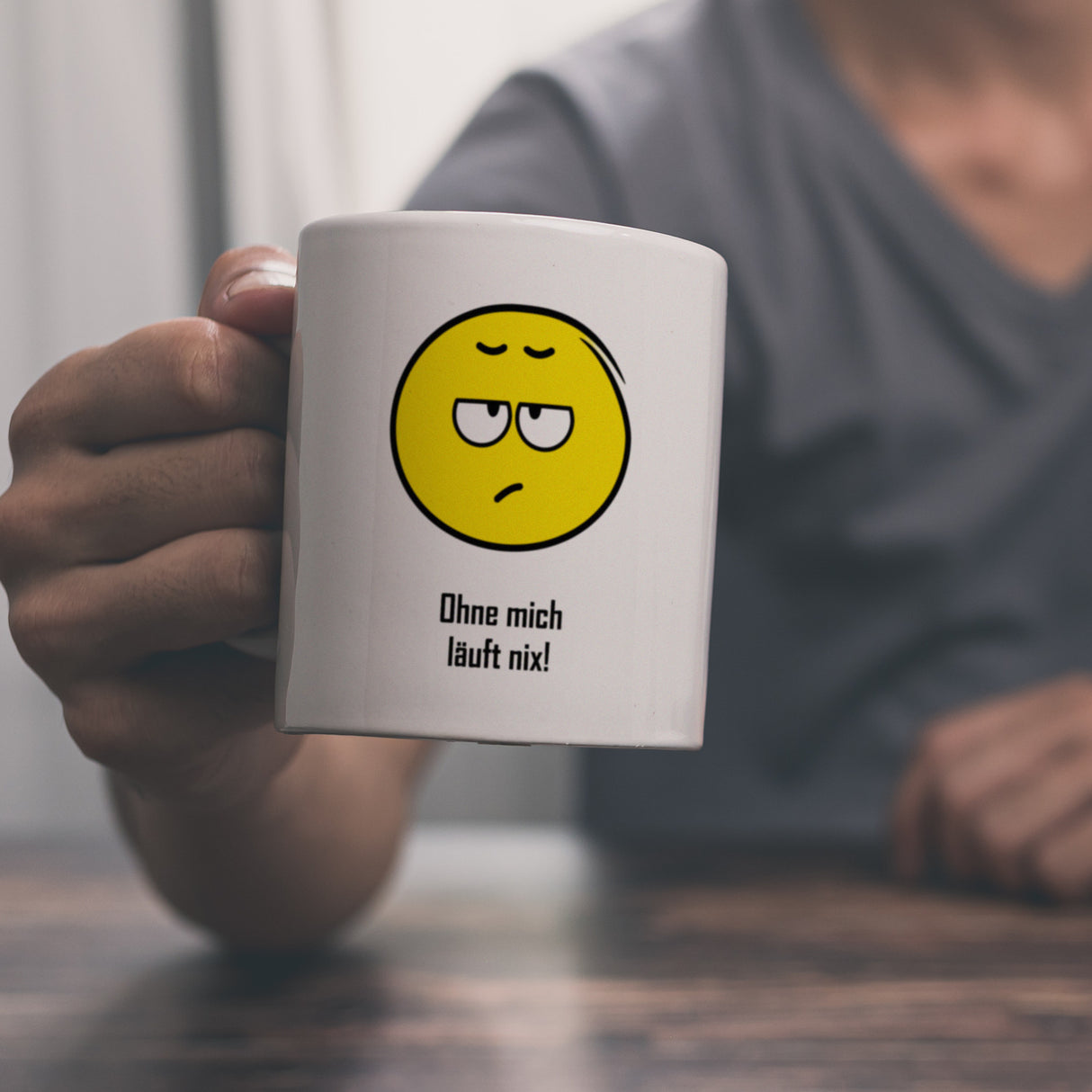 Kaffeebecher mit Spruch: Ohne mich läuft nix!
