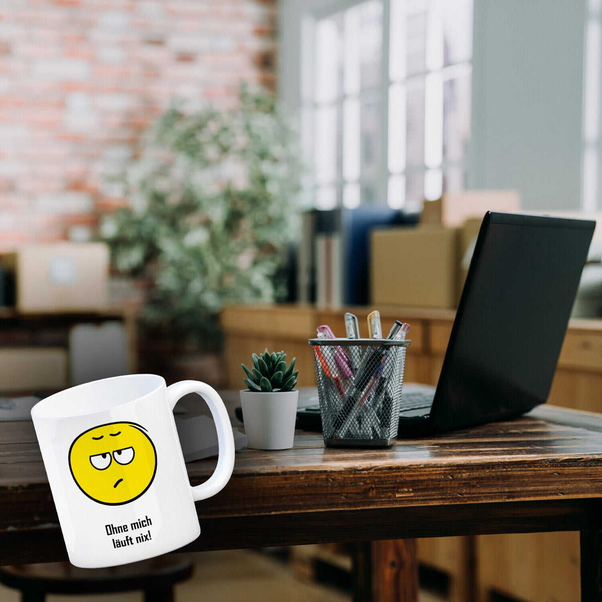Kaffeebecher mit Spruch: Ohne mich läuft nix!